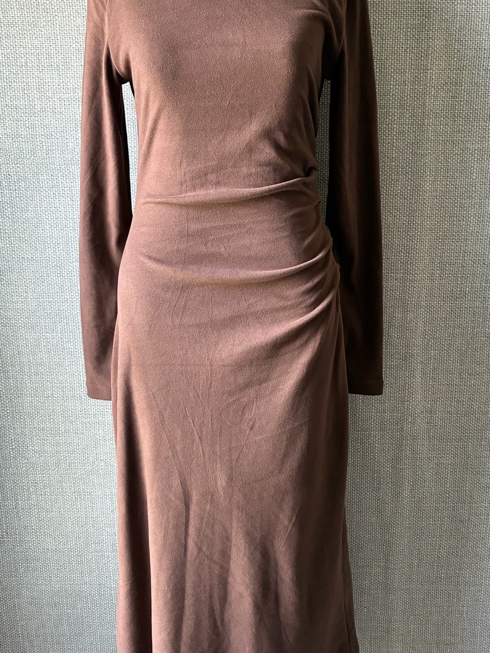 Women’s Long Sleeve Brown Midi Dress